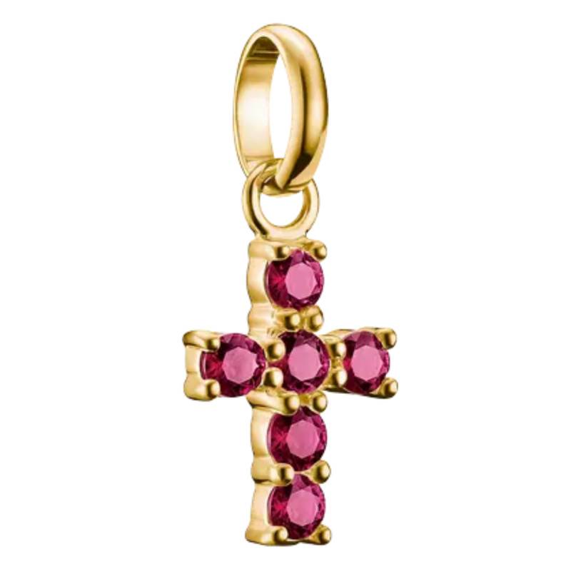 Pendentif Charm Croix en Métal Doré & Rubis de Synthèse - Connect - CC1206-M01-50 - Thomas Sabo