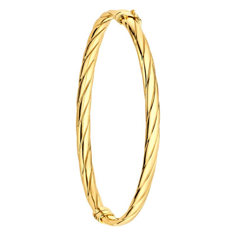 375/1000 Yellow Gold Twisted Bangle Bracelet, Diameter 60 mm, Width 4.50 mm - Emanessence