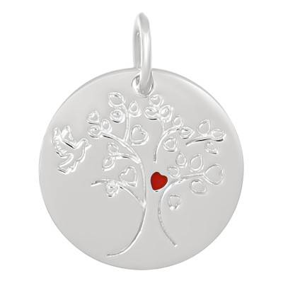 Médaille Arbre de Vie en Argent 925 & Laque, Diamètre 16 mm - Lumiosa