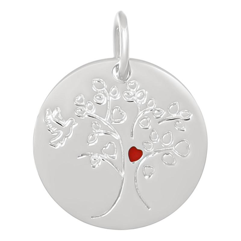 Tree of Life 925 Sterling Silver & Lacquer Pendant, 16 mm Diameter - Lumiosa