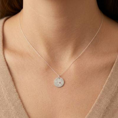 Médaille Arbre de Vie en Argent 925 & Laque, Diamètre 16 mm - Lumiosa