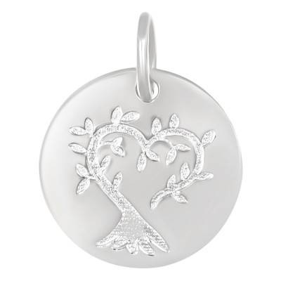 Tree of Life Heart 925 Silver Pendant, 15 mm Diameter - Lumiosa