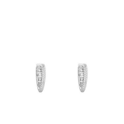 Double Rota Rhodium-Plated Metal and Crystal Hoop Earrings 27,00 mm 5623483 - Swarovski