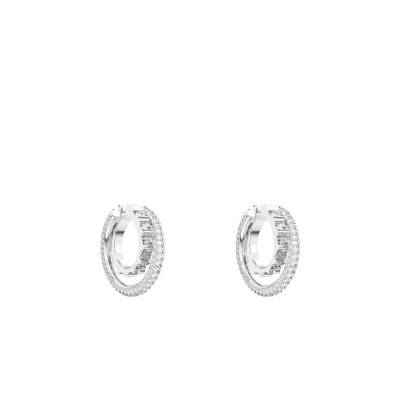 Double Rota Rhodium-Plated Metal and Crystal Hoop Earrings 27,00 mm 5623483 - Swarovski