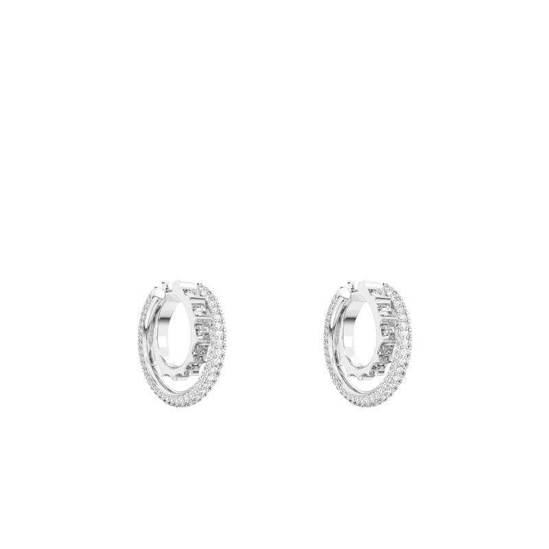 Double Rota Rhodium-Plated Metal and Crystal Hoop Earrings 27,00 mm 5623483 - Swarovski
