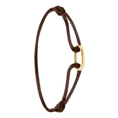 Brown Textile Gold-Tone Steel Adjustable Connect Bracelet - C1210-S04-2-L24V - Thomas Sabo