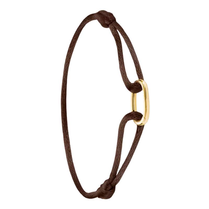 Bracelet Textile Brun Connect Ajustable en Acier Doré - C1210-S04-2-L24V - Thomas Sabo