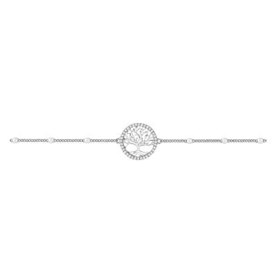 Bracelet Arbre de vie en Argent 925 & Oxydes de Zirconium Blancs, Longueur 16 cm ajustable - Artemis