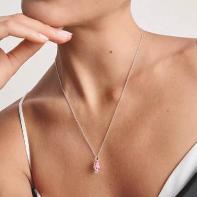 Hello Kitty My Melody Silver-Plated and Enamel Necklace, Adjustable from 40 cm - KE2418-M06-9-L45v - Thomas Sabo
