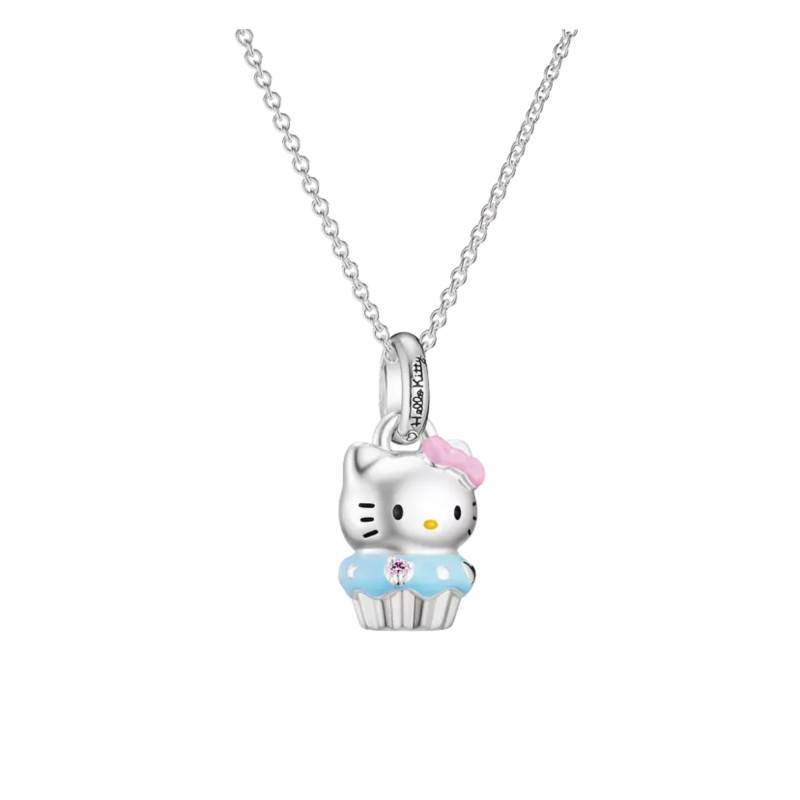 Collier Hello Kitty Muffin en Plaqué Argent & Émail, Longueur 40 cm Ajustable - KE2416-M06-7-L45v - Thomas Sabo