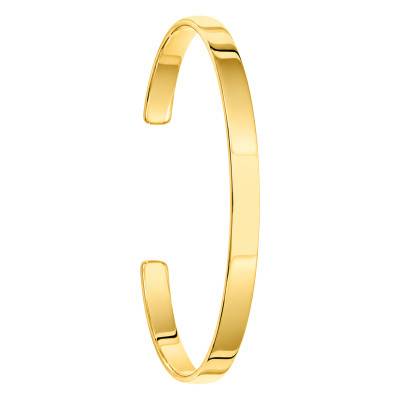 Bracelet Jonc Ouvert Plat en Plaqué Or, Dimensions 46 x 58 mm, Largeur 5 mm - Naïades
