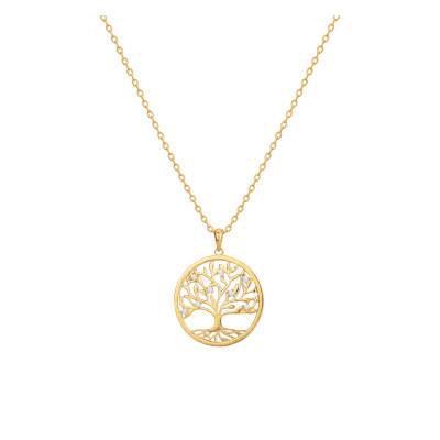 Gold-Plated Tree of Life Necklace with Cubic Zirconia, Adjustable 42 cm - Naïades