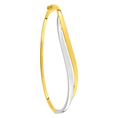 Gold-Plated and Rhodium-Plated Metal Hinged Bangle Bracelet, 65 x 50 mm - Naïades