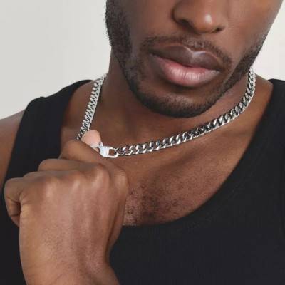 Chaîne Maille Gourmette Rebel Steel en Acier Inoxydable, Longueur 55 cm - KE2402-S01-53-L55 - Thomas Sabo