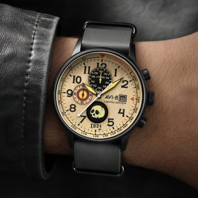 Montre Hawker Hurricane Classic Chronograph 1924US MR Skelly Limited Edition AV-4158-02 - Avi-8