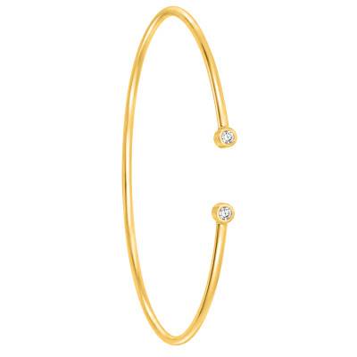 Gold-Plated Open Cuff Bracelet with 2 Cubic Zirconia - Naïades