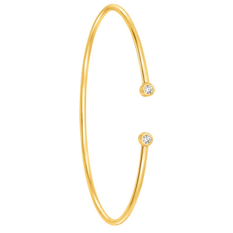 Bracelet Jonc Ouvert 2 Oxydes de Zirconium en Plaqué Or - Naïades