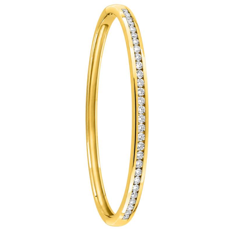 Bracelet Jonc Ouvrant Rivière d'Oxydes de Zirconium en Plaqué Or, Dimensions 65 x 50 mm - Naïades