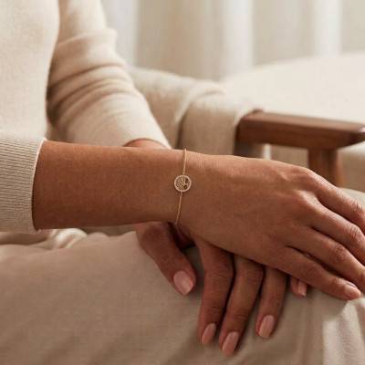 Bracelet Arbre de vie en Plaqué Or & Oxydes de Zirconium Blancs, Longueur 16 cm Ajustable - Naïades