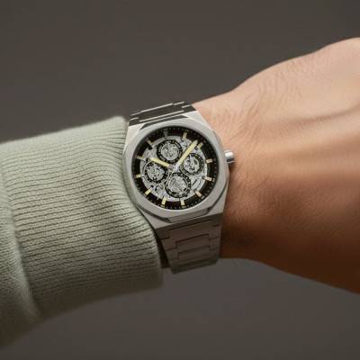 Discovery Drake Triple Calendar Skeleton Automatic Shadowed Steel Watch ES-8308-22 - Thomas Earnshaw