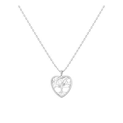 Collier Coeur Arbre de Vie en Argent 925 & Oxydes de Zirconium Blancs, Longueur 42 cm Ajustable - Artemis