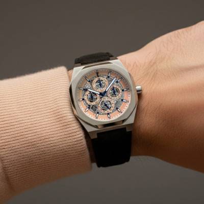 Montre Discovery Drake Triple Calendar Skeleton Automatic Sunset Salmon ES-8308-01 - Thomas Earnshaw