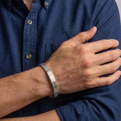 Bracelet Jonc Ouvert Plat en Argent 925, Dimensions 53 x 67 mm - Artemis