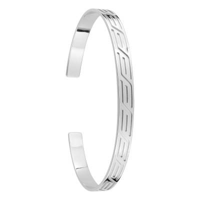 925 Silver Patterned Flat Open Cuff Bracelet, 53 x 67 mm - Artemis