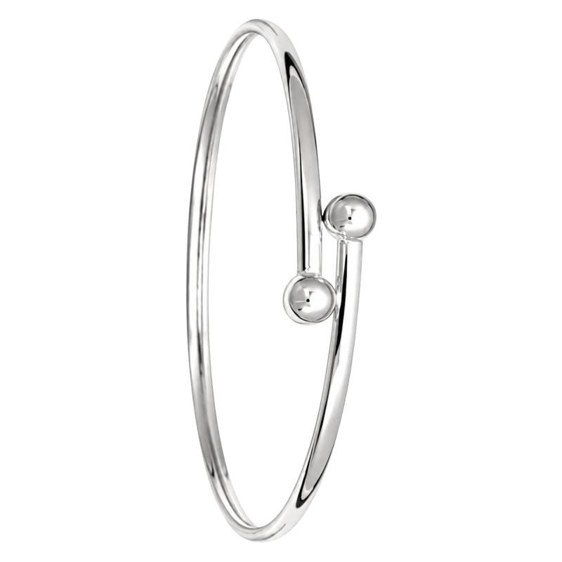 925 Silver Flexible Cuff Bracelet With Ball Ends - Artemis