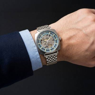 City Of London Moorgate Skeleton Automatic Lunar Silver Watch ES-8319-22 - Thomas Earnshaw