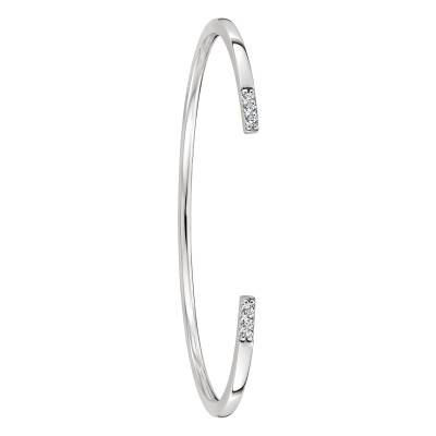 925 Silver Open Cuff Bracelet with Cubic Zirconia, 58 x 48 mm - Artemis