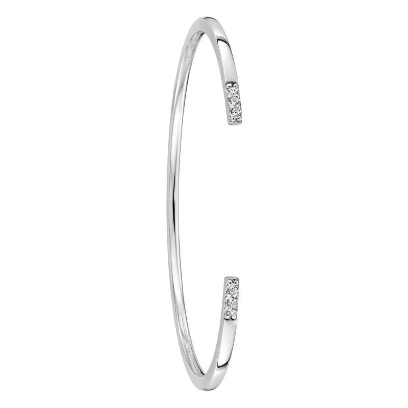 925 Silver Open Cuff Bracelet with Cubic Zirconia, 58 x 48 mm - Artemis
