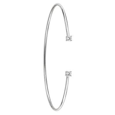 750 White Gold Open Bangle Bracelet with Natural Diamonds, 0,16 ct, 48 x 58 mm - Diamond Lady