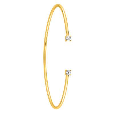 750 Yellow Gold Open Bangle Bracelet with Natural Diamonds, 0,16 ct, 48 x 58 - Diamond Lady