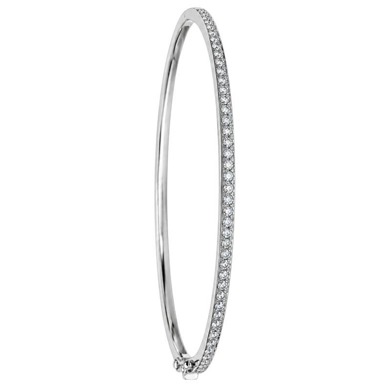 Bracelet Jonc Ouvrant 43 Diamants Naturels 0,56 ct en Or Blanc 750, Dimensions 48 x 58 mm - Diamond Lady