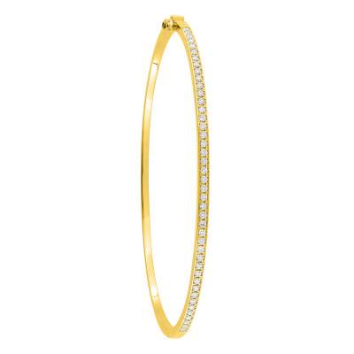 750 Yellow Gold Hinged Bangle Bracelet with 43 Natural Diamonds, 0,56 ct, 48 x 58 mm - Diamond Lady