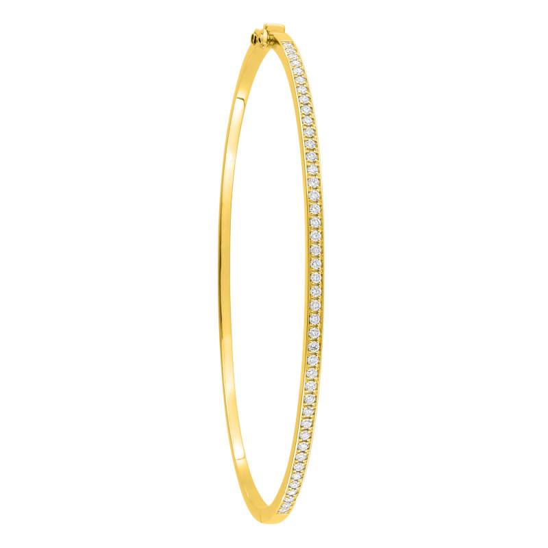 Bracelet Jonc Ouvrant 43 Diamants Naturels 0,56 ct en Or Jaune 750, Dimensions 48 x 58 mm - Diamond Lady
