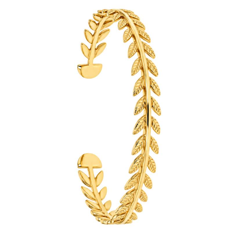 Gold-Plated Open Leaf Bangle Bracelet - Naïades
