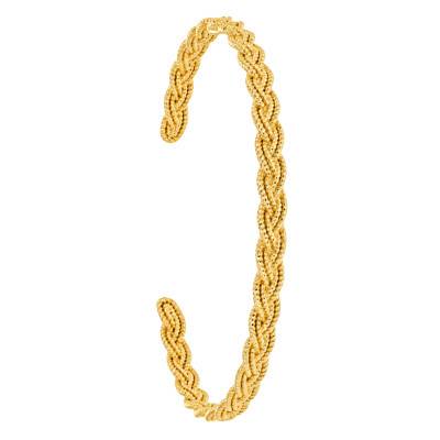 Gold-Plated Braided Open Bangle Bracelet - Naïades