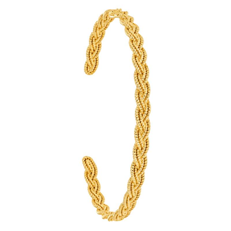 Gold-Plated Braided Open Bangle Bracelet - Naïades