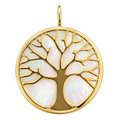 Médaille Arbre de Vie en Or Jaune 375 ou 750 & Nacre, Diamètre 20 mm - Lumiosa