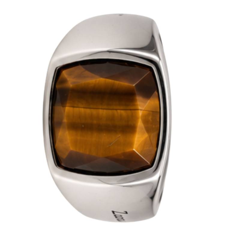 925 Silver & Brown Tiger's Eye Cosmostone Ring - ESA005-T - Zancan