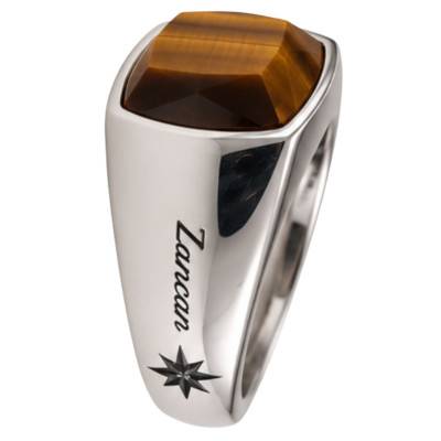 925 Silver & Brown Tiger's Eye Cosmostone Ring - ESA005-T - Zancan