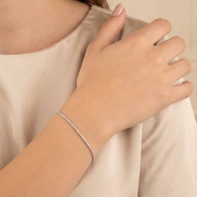 Bracelet Tennis en Argent 925 & Oxydes de Zirconium, Largeur 1,55 mm, Longueur 16,5 cm à 18,5 cm - Emanessence