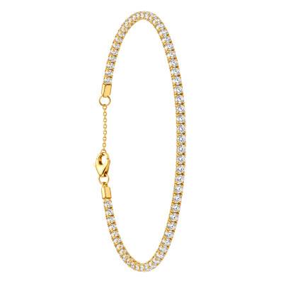 Bracelet Tennis en Argent 925 Doré & Oxydes de Zirconium, Largeur 1,55 mm, Longueur de 18,5 cm à 20,5 cm - Emanessence