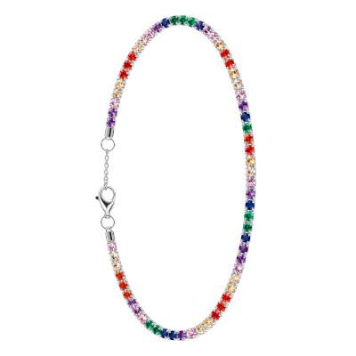 925 Silver Multicolor Cubic Zirconia Tennis Bracelet, 16,50 cm to 18,50 cm Long - Emanessence