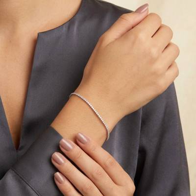 Bracelet Tennis en Argent 925 Doré & Oxydes de Zirconium, Largeur 1,55 mm, Longueur 18 cm - Emanessence
