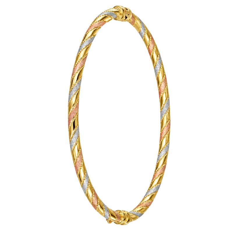 Bracelet Jonc Ouvrant Torsadé Diamanté en Or Jaune 375, Dimensions 49 x 60 mm - Emanessence