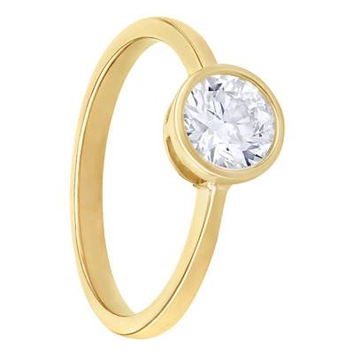 375 Yellow Gold 1 ct Round Lab-Grown Diamond Solitaire Ring - Amore