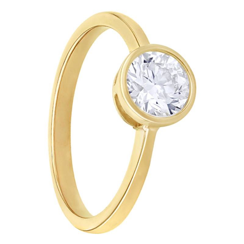 Bague Solitaire Diamant Rond de Synthèse 1ct en Or Jaune 375 - Amore